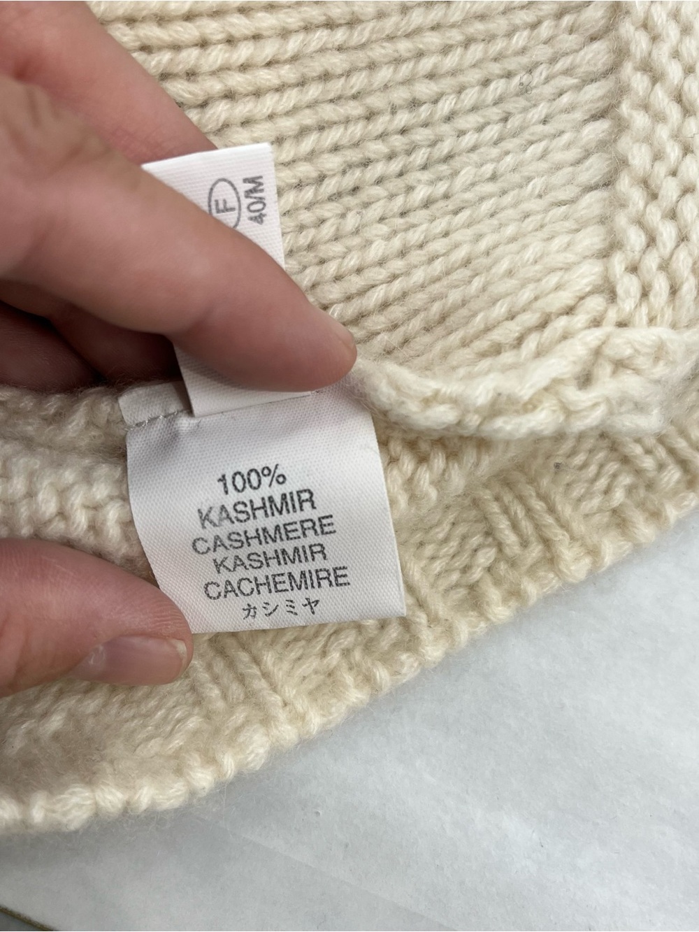 Effetto.F 100% Cashmere Cream Brown Full Zip Sweater Women’s M 8 - Picture 4 of 9